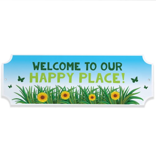 Garden Sign For Outside Welcome To Our Happy Place Plaque Garden Sign For Outside Welcome To Our Happy Place Plaque