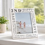 2nd Wedding Anniversary For Wife Couple Gift Photo Frame
