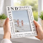 2nd Wedding Anniversary For Wife Couple Gift Photo Frame
