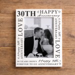 30th Wedding Anniversary For Wife Couple Gift Photo Frame