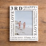 3rd Wedding Anniversary For Wife Couple Gift Photo Frame 3rd Wedding Anniversary For Wife Couple Gift Photo Frame
