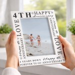 4th Wedding Anniversary For Wife Couple Gift Photo Frame