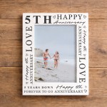 5th Wedding Anniversary For Wife Couple Gift Photo Frame