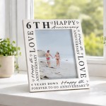6th Wedding Anniversary For Wife Couple Gift Photo Frame 6th Wedding Anniversary For Wife Couple Gift Photo Frame