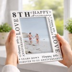8th Wedding Anniversary For Wife Couple Gift Photo Frame 8th Wedding Anniversary For Wife Couple Gift Photo Frame