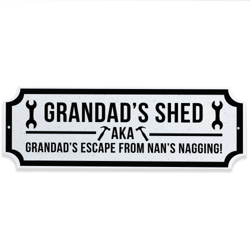 Funny Shed Sign For Grandad Hanging Garden Summerhouse Man Cave 