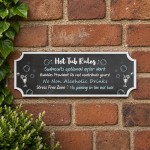 Funny Hot Tub Rules Sign Hanging Hot Tub Plaque Garden Shed Sign