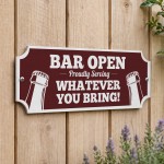 Funny BAR OPEN Sign Hanging Garden Shed Sign Garage Man Cave Funny BAR OPEN Sign Hanging Garden Shed Sign Garage Man Cave