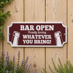 Funny BAR OPEN Sign Hanging Garden Shed Sign Garage Man Cave Funny BAR OPEN Sign Hanging Garden Shed Sign Garage Man Cave
