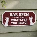 Funny BAR OPEN Sign Hanging Garden Shed Sign Garage Man Cave Funny BAR OPEN Sign Hanging Garden Shed Sign Garage Man Cave