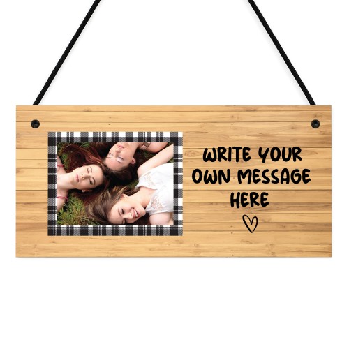Personalised Wooden Effect Plaque With Photo And Own Message
