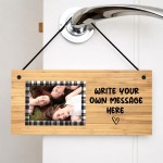 Personalised Wooden Effect Plaque With Photo And Own Message