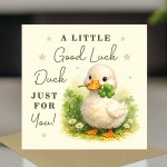 Good Luck Duck Wood Heart & Card Gift Set Encouragement Present 