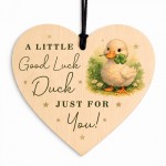 Good Luck Duck Wood Heart & Card Gift Set Encouragement Present 