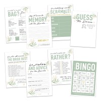 White Gold Green Bridal Shower Hen Party Games 8 Game Pack