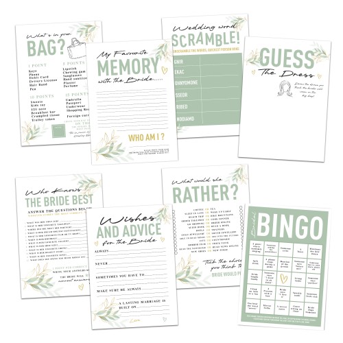 White Gold Green Bridal Shower Hen Party Games 80 Game Pack White Gold Green Bridal Shower Hen Party Games 80 Game Pack