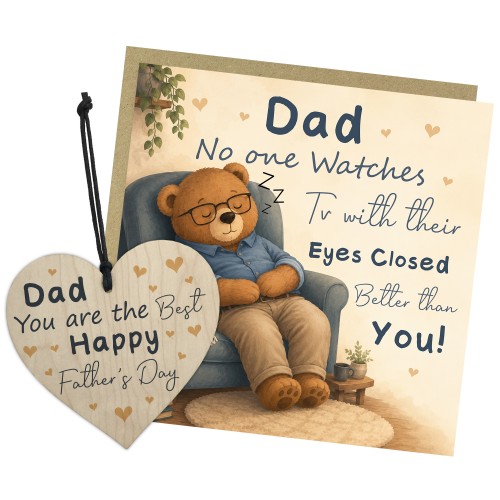 Fathers Day Card & Wooden Heart Keepsake Set Cute Greeting Card Fathers Day Card & Wooden Heart Keepsake Set Cute Greeting Card