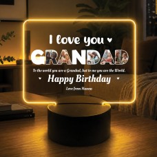Personalised Grandad Birthday Gift 16 Colours LED Light