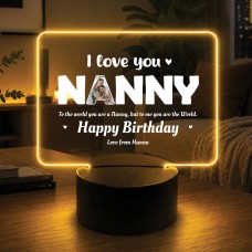 Personalised Nanny Birthday Gift 16 Colours LED Light with Photo