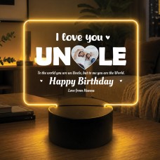 Personalised Uncle Birthday Gift 16 Colours LED Light with Photo