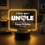 Personalised Uncle Birthday Gift 16 Colours LED Light with Photo