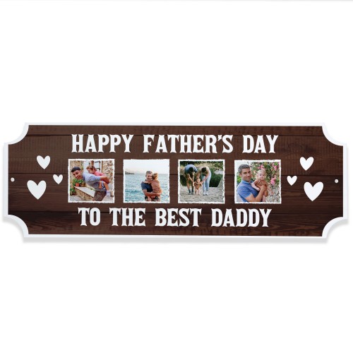 Personalised Fathers Day Gift Photo Plaque With 4 Photos Personalised Fathers Day Gift Photo Plaque With 4 Photos