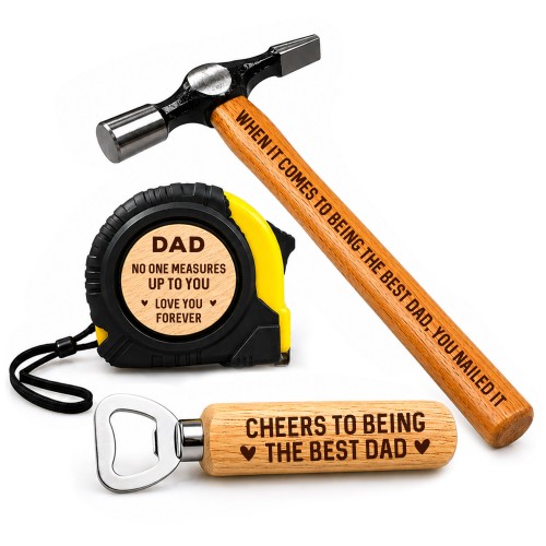 Dad Tool Gift Set Fathers Day Hammer Tape Measure Bottle Opener