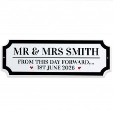 Personalised Wedding Road Sign Mr & Mrs Custom Name Plaque