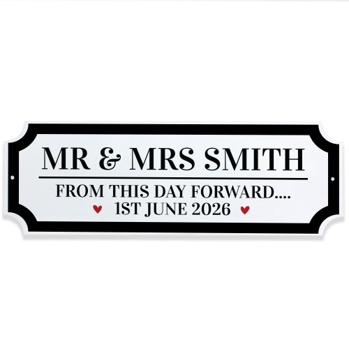 Personalised Wedding Road Sign Mr & Mrs Custom Name Plaque