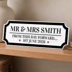 Personalised Wedding Road Sign Mr & Mrs Custom Name Plaque