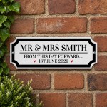 Personalised Wedding Road Sign Mr & Mrs Custom Name Plaque