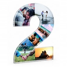Personalised Number 2 Acrylic Photo Plaque 2nd Anniversary Gift 