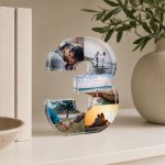 Personalised Number 3 Acrylic Photo Plaque Gift 3rd Anniversary Personalised Number 3 Acrylic Photo Plaque Gift 3rd Anniversary