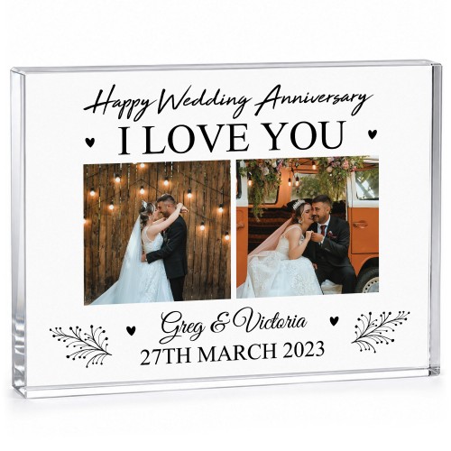 Personalised Wedding Anniversary Acrylic Photo Block Anniversary