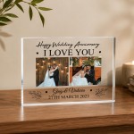 Personalised Wedding Anniversary Acrylic Photo Block Anniversary