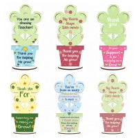 Teacher Appreciation Wooden Flower Plaque Set of 6 Thank You