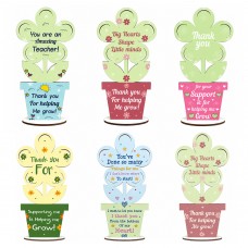 Teacher Appreciation Wooden Flower Plaque Set of 6 Thank You
