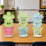 Teacher Appreciation Wooden Flower Plaque Set of 6 Thank You Teacher Appreciation Wooden Flower Plaque Set of 6 Thank You