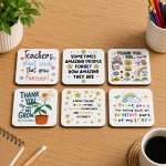 Teacher Thank You Coaster Set Pack of 6 End of Term Teacher Teacher Thank You Coaster Set Pack of 6 End of Term Teacher