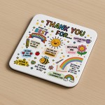 Teacher Thank You Coaster Set Pack of 6 End of Term Teacher Teacher Thank You Coaster Set Pack of 6 End of Term Teacher