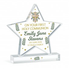 Personalised First Holy Communion Acrylic Star Plaque Religious 