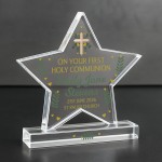 Personalised First Holy Communion Acrylic Star Plaque Religious Personalised First Holy Communion Acrylic Star Plaque Religious