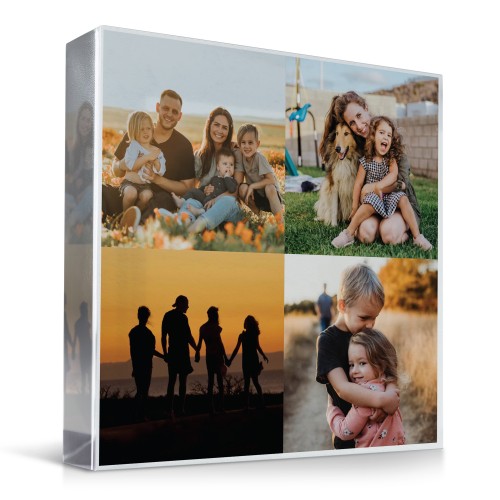 Personalised Photo Plaque with 4 Photos Acrylic Block Family 