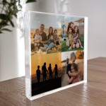 Personalised Photo Plaque with 4 Photos Acrylic Block Family 