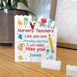 Personalised Nursery Teacher Gift Building Block Thank You