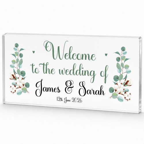 Personalised Wedding Welcome Entrance Sign Freestanding Acrylic