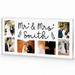 Personalised Mr & Mrs Acrylic Photo Plaque Custom Wedding Gift