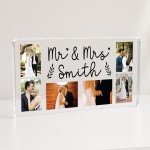 Personalised Mr & Mrs Acrylic Photo Plaque Custom Wedding Gift