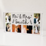 Personalised Mr & Mrs Acrylic Photo Plaque Custom Wedding Gift