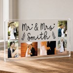 Personalised Mr & Mrs Acrylic Photo Plaque Custom Wedding Gift